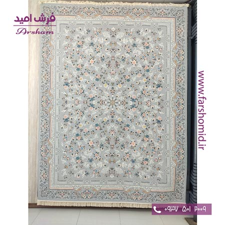 فرش ماشینی 700 شانه 8 رنگ طرح 800201 سیلور فرش آرشام