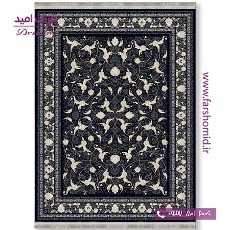 فرش ماشینی 700 شانه 8 رنگ طرح 800104 مشکی فرش آرشام