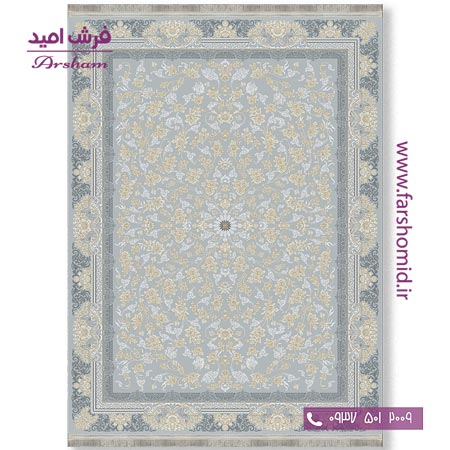 فرش ماشینی 700 شانه 8 رنگ طرح 800207 سیلور فرش آرشام