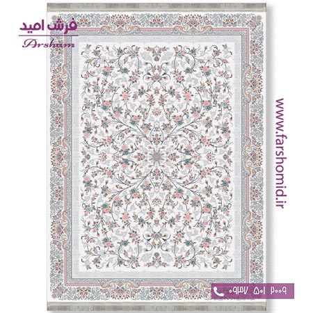 فرش ماشینی 700 شانه 8 رنگ طرح 800205 کرم فرش آرشام