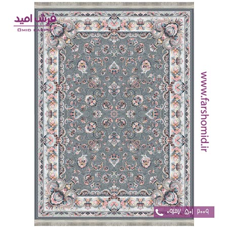 فرش ماشینی 700 شانه 8 رنگ طرح 800502 طوسی فرش آرشام