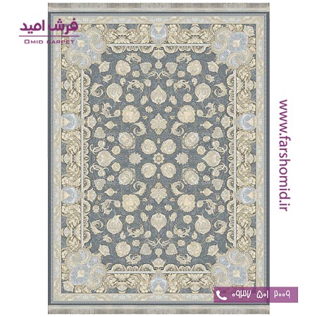 فرش ماشینی 700 شانه 8 رنگ طرح 800572 طوسی فرش آرشام