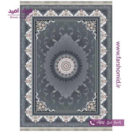 فرش ماشینی 700 شانه 8 رنگ طرح 800602 طوسی فرش آرشام