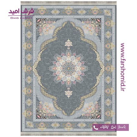 فرش ماشینی 700 شانه 8 رنگ طرح 800902 سیلور فرش آرشام