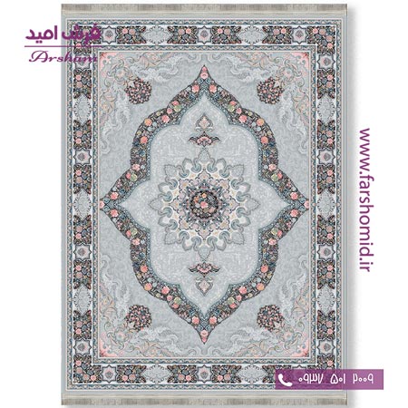 فرش ماشینی 700 شانه 8 رنگ طرح 800801 سیلور فرش آرشام