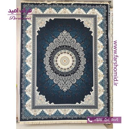 فرش ماشینی 700 شانه 8 رنگ طرح 800604 مشکی فرش آرشام