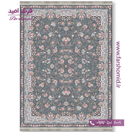 فرش ماشینی 700 شانه 8 رنگ طرح 801502 طوسی فرش آرشام