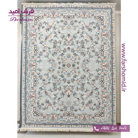 فرش ماشینی 700 شانه 8 رنگ طرح 801501 سیلور فرش آرشام