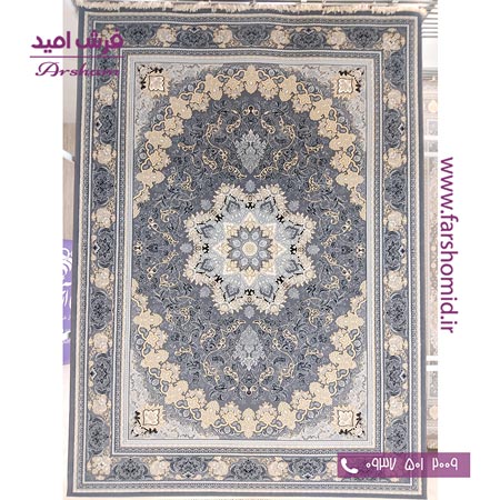 فرش ماشینی 700 شانه 8 رنگ طرح 801602 سیلور فرش آرشام