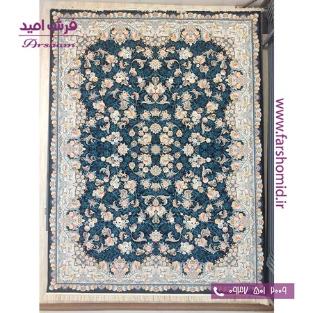 فرش ماشینی 700 شانه 8 رنگ طرح 801504 زغالی فرش آرشام