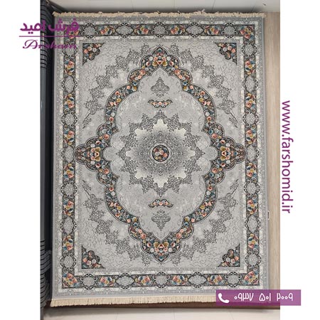 فرش ماشینی 700 شانه 8 رنگ طرح 801801 سیلور فرش آرشام