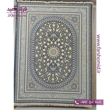 فرش ماشینی 700 شانه 8 رنگ طرح 802002 طوسی فرش آرشام