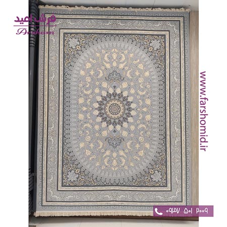 فرش ماشینی 700 شانه 8 رنگ طرح 802001 سیلور فرش آرشام