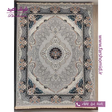 فرش ماشینی 700 شانه 8 رنگ طرح 802401 نقره ای فرش آرشام