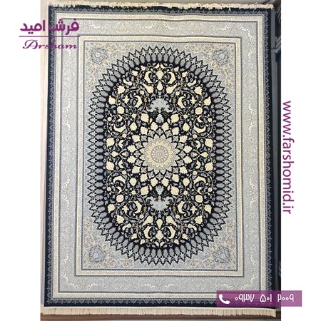 فرش ماشینی 700 شانه 8 رنگ طرح 802004 زغالی فرش آرشام