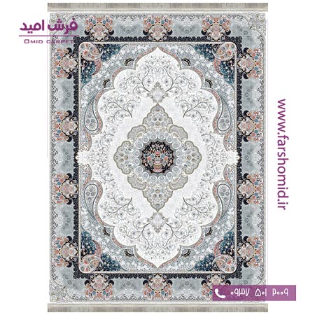 فرش ماشینی 700 شانه 8 رنگ طرح 802405 کرم فرش آرشام
