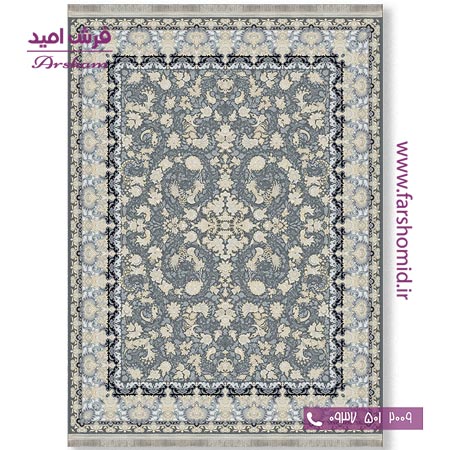 فرش ماشینی 700 شانه 8 رنگ طرح 802502 طوسی فرش آرشام