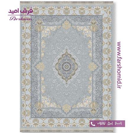 فرش ماشینی 700 شانه 8 رنگ طرح 802701 سیلور فرش آرشام