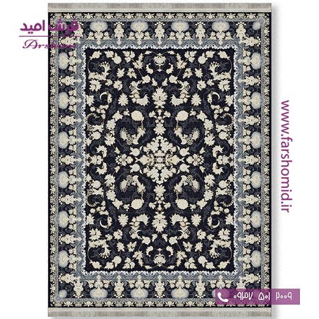 فرش ماشینی 700 شانه 8 رنگ طرح 802504 زغالی فرش آرشام