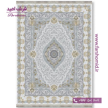 فرش ماشینی 700 شانه 8 رنگ طرح 802705 سیلور فرش آرشام
