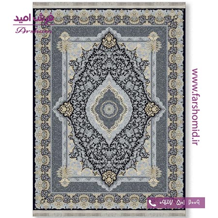 فرش ماشینی 700 شانه 8 رنگ طرح 802704 زغالی فرش آرشام