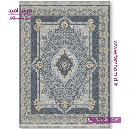 فرش ماشینی 700 شانه 8 رنگ طرح 802702 طوسی فرش آرشام