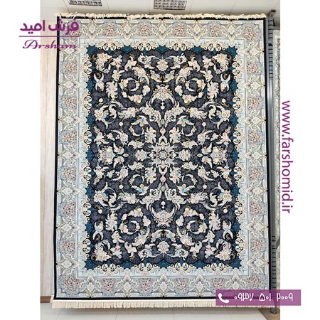 فرش ماشینی 700 شانه 8 رنگ طرح 803604 زغالی فرش آرشام