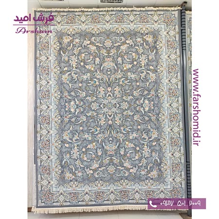 فرش ماشینی 700 شانه 8 رنگ طرح 803602 طوسی فرش آرشام