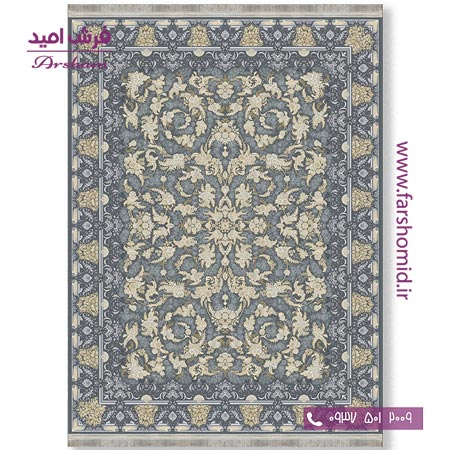 فرش ماشینی 700 شانه 8 رنگ طرح 803672 طوسی فرش آرشام