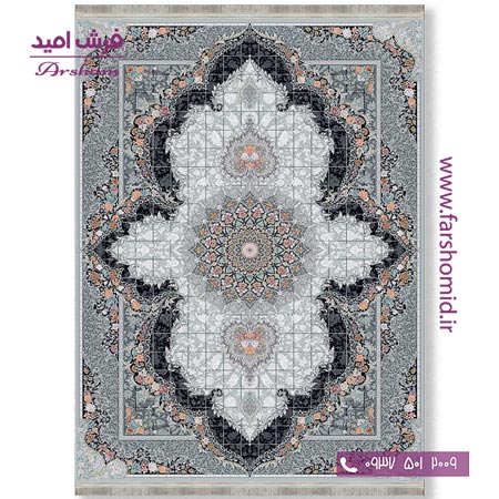 فرش ماشینی 700 شانه 8 رنگ طرح 804801 سیلور فرش آرشام