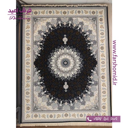 فرش ماشینی 700 شانه 8 رنگ طرح 804504 زغالی فرش آرشام