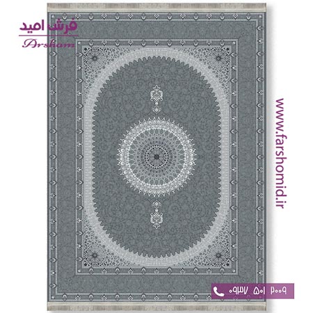 فرش ماشینی 700 شانه 8 رنگ طرح 804102 طوسی فرش آرشام