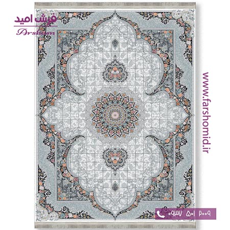 فرش ماشینی 700 شانه 8 رنگ طرح 804805 سیلور فرش آرشام