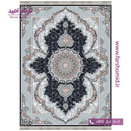 فرش ماشینی 700 شانه 8 رنگ طرح 804804 زغالی فرش آرشام