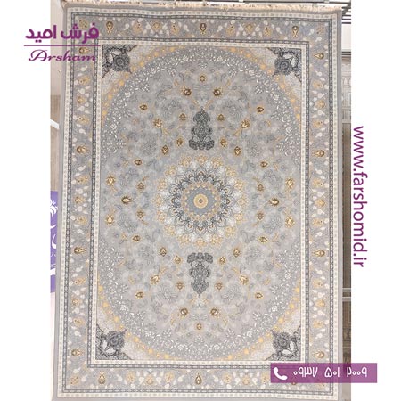فرش ماشینی 700 شانه 8 رنگ طرح 805101 سیلور فرش آرشام