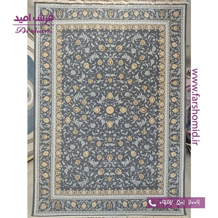 فرش ماشینی 700 شانه 8 رنگ طرح 805002 طوسی فرش آرشام