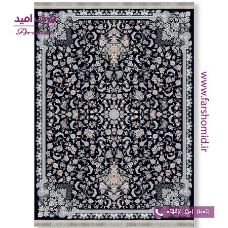 فرش ماشینی 700 شانه 8 رنگ طرح 805204 زغالی فرش آرشام