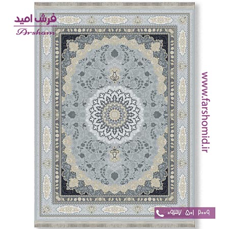 فرش ماشینی 700 شانه 8 رنگ طرح 805501 سیلور فرش آرشام