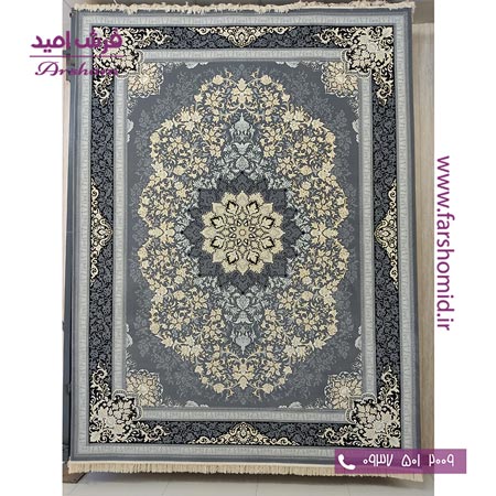 فرش ماشینی 700 شانه 8 رنگ طرح 805402 طوسی فرش آرشام