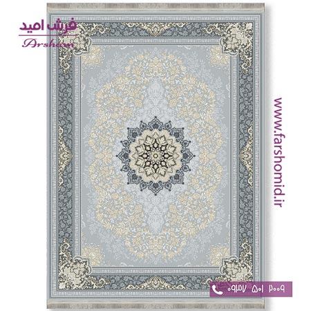 فرش ماشینی 700 شانه 8 رنگ طرح 805401 سیلور فرش آرشام