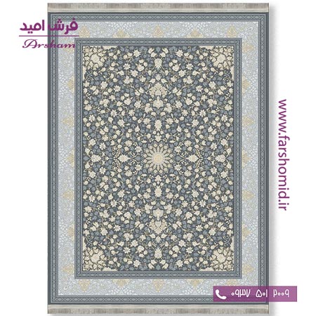 فرش ماشینی 700 شانه 8 رنگ طرح 805602 طوسی فرش آرشام