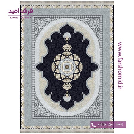 فرش ماشینی 700 شانه 8 رنگ طرح 805804 مشکی فرش آرشام