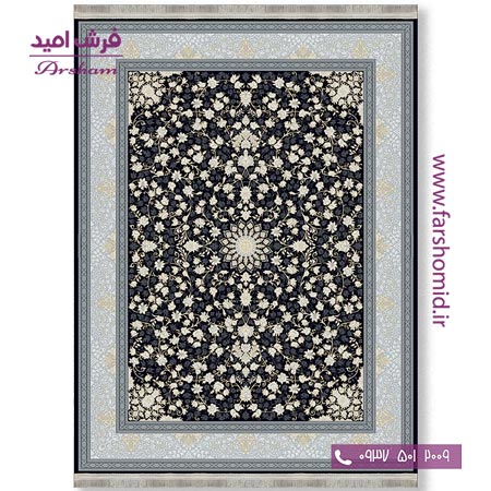 فرش ماشینی 700 شانه 8 رنگ طرح 805604 مشکی فرش آرشام
