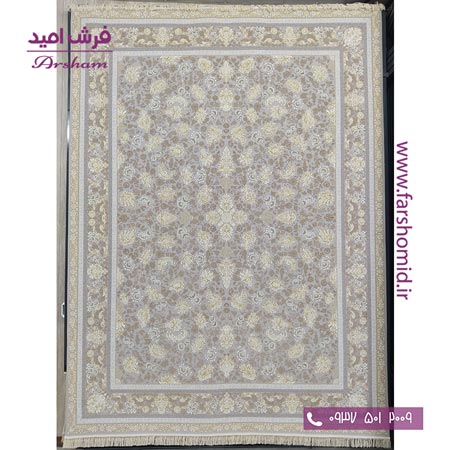 فرش ماشینی 1200 شانه 8 رنگ برجسته 10101 کرم آرشام