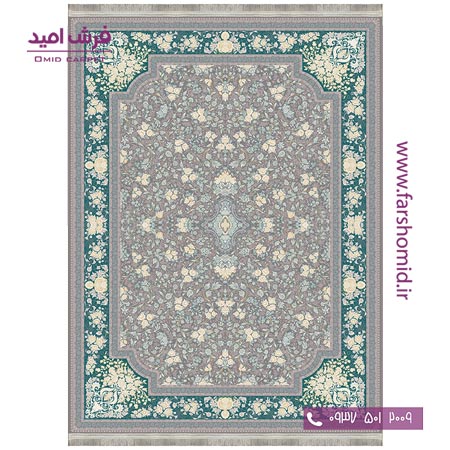 فرش ماشینی 1200 شانه 8 رنگ برجسته 10202 طوسی آرشام