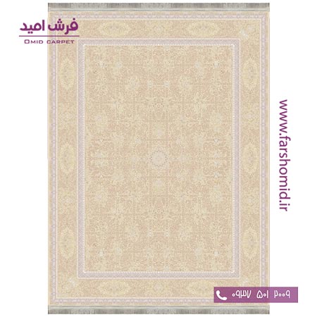 فرش ماشینی 1200 شانه 8 رنگ برجسته 10338 کرم آرشام