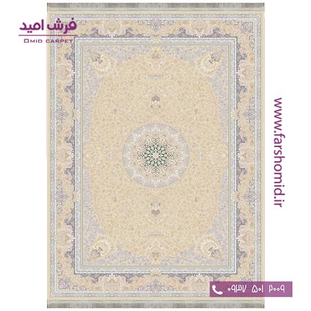 فرش ماشینی 1200 شانه 8 رنگ برجسته 10808 کرم آرشام