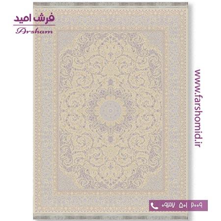 فرش ماشینی 1200 شانه 8 رنگ برجسته 10908 کرم آرشام
