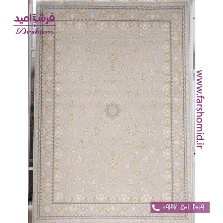 فرش ماشینی 1200 شانه 8 رنگ برجسته 11308 کرم آرشام