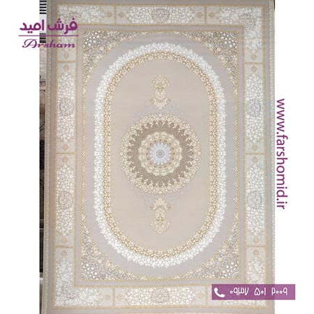 فرش ماشینی 1200 شانه 8 رنگ برجسته 11208 کرم آرشام